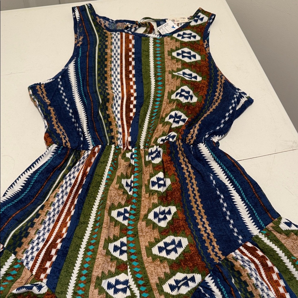 New Aztec Geometric Multicolor Pattern Open Back … - image 2